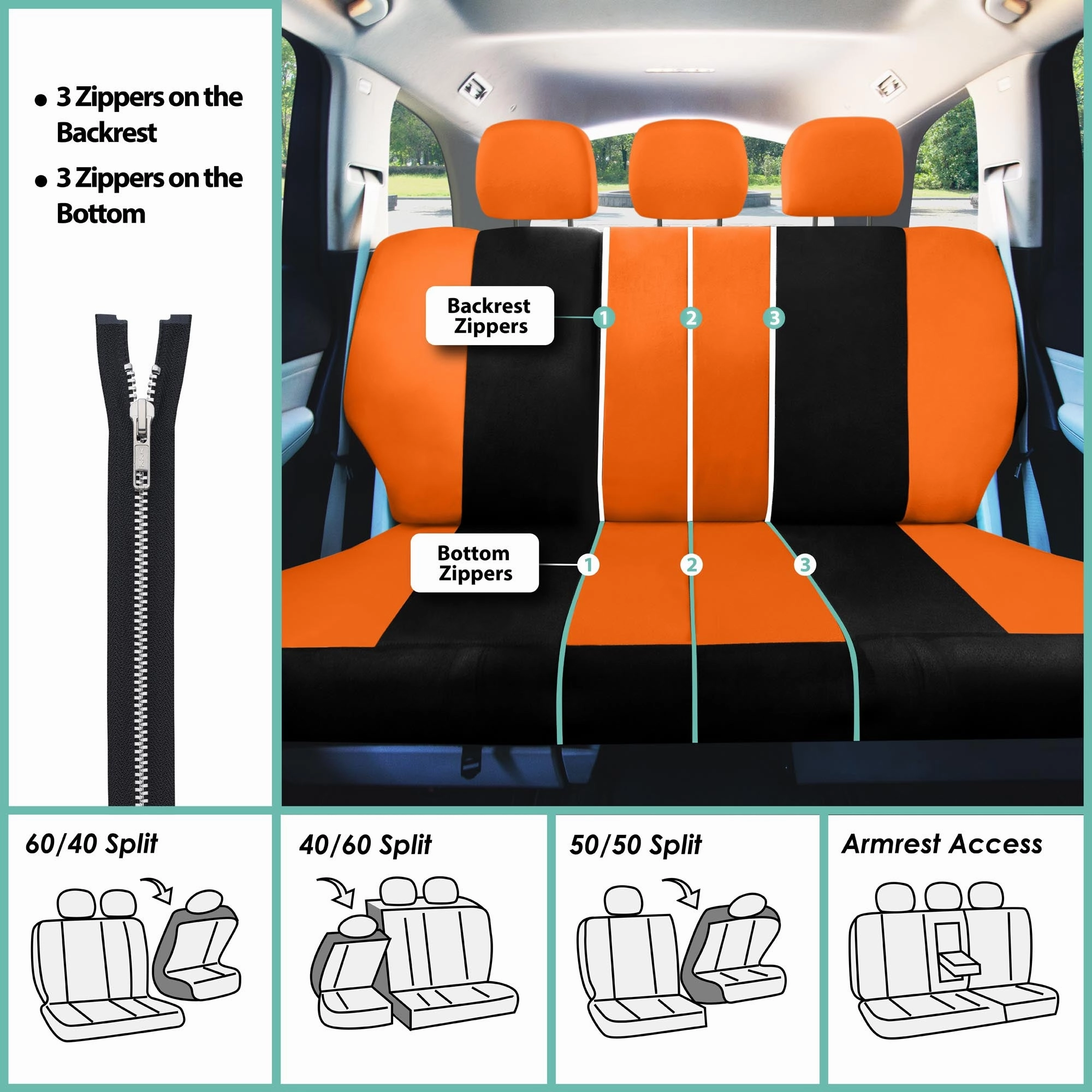 Light & Breezy Flat Cloth Seat Covers - Rear Orange