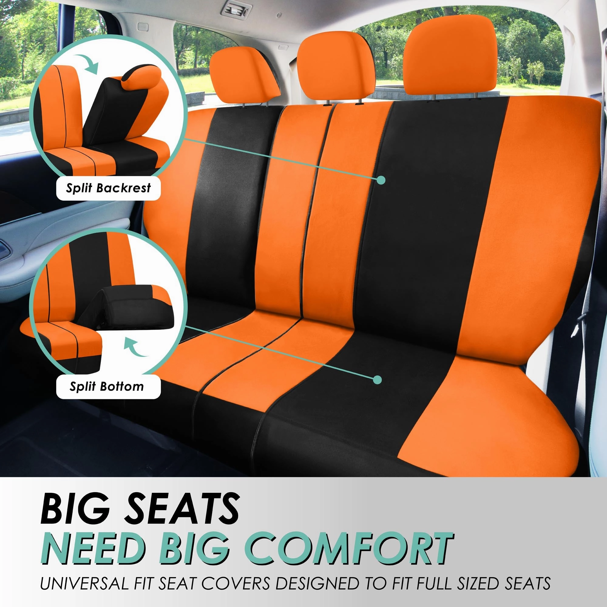 Light & Breezy Flat Cloth Seat Covers - Rear Orange