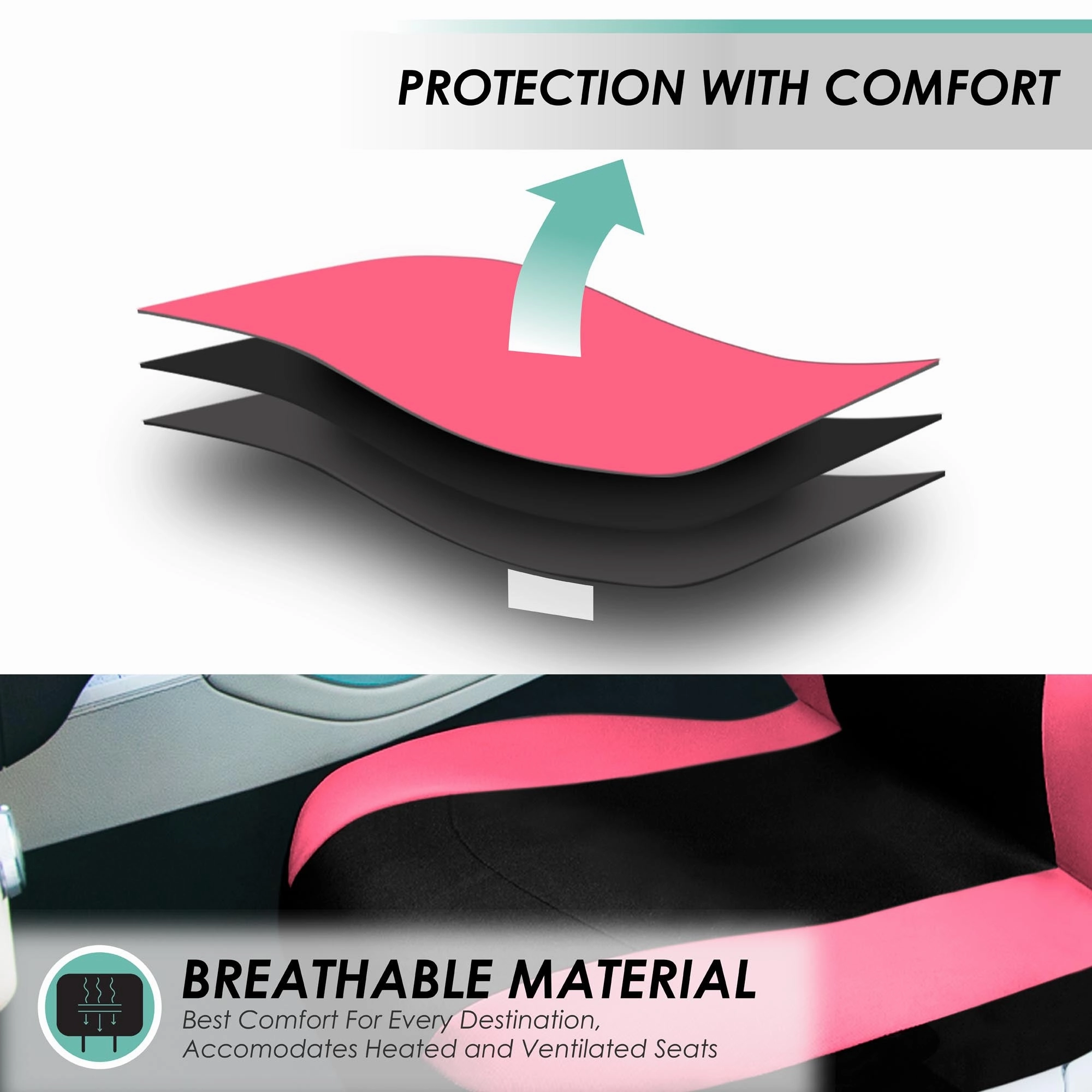 Light & Breezy Flat Cloth Seat Covers - Rear Pink