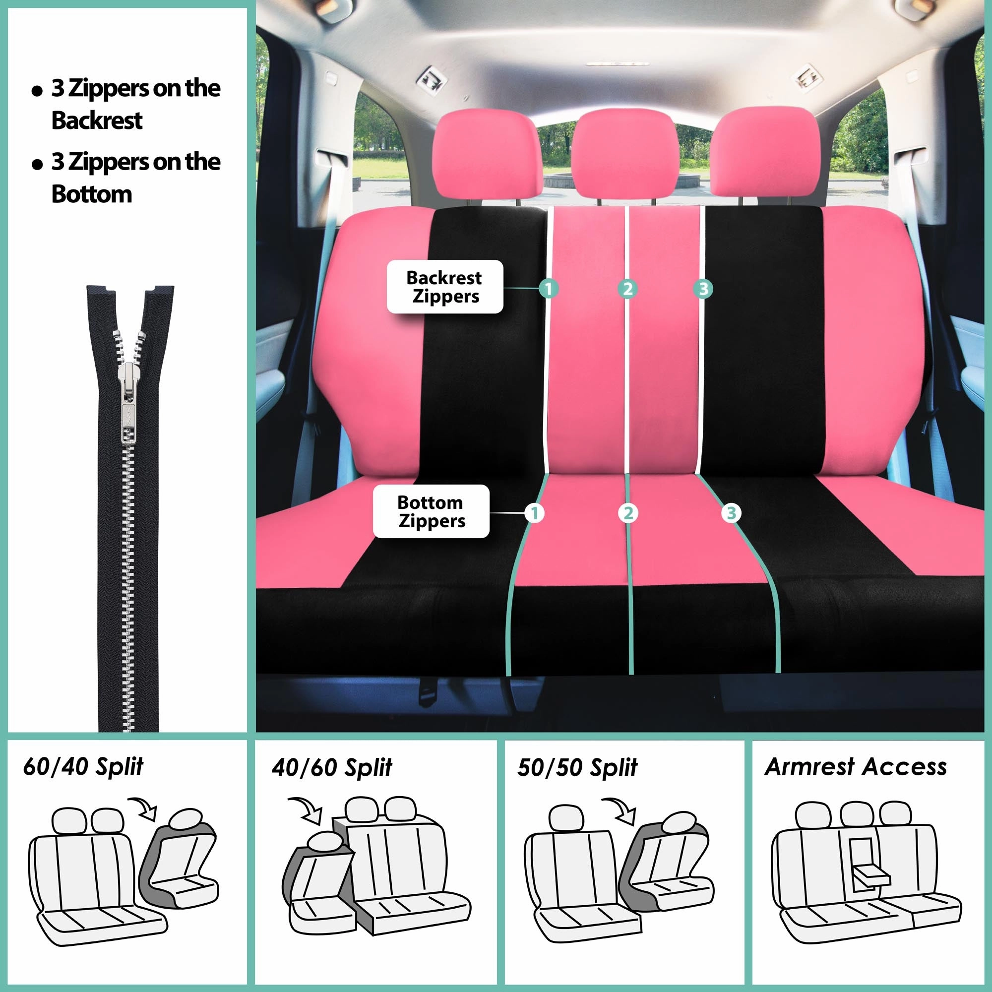 Light & Breezy Flat Cloth Seat Covers - Rear Pink
