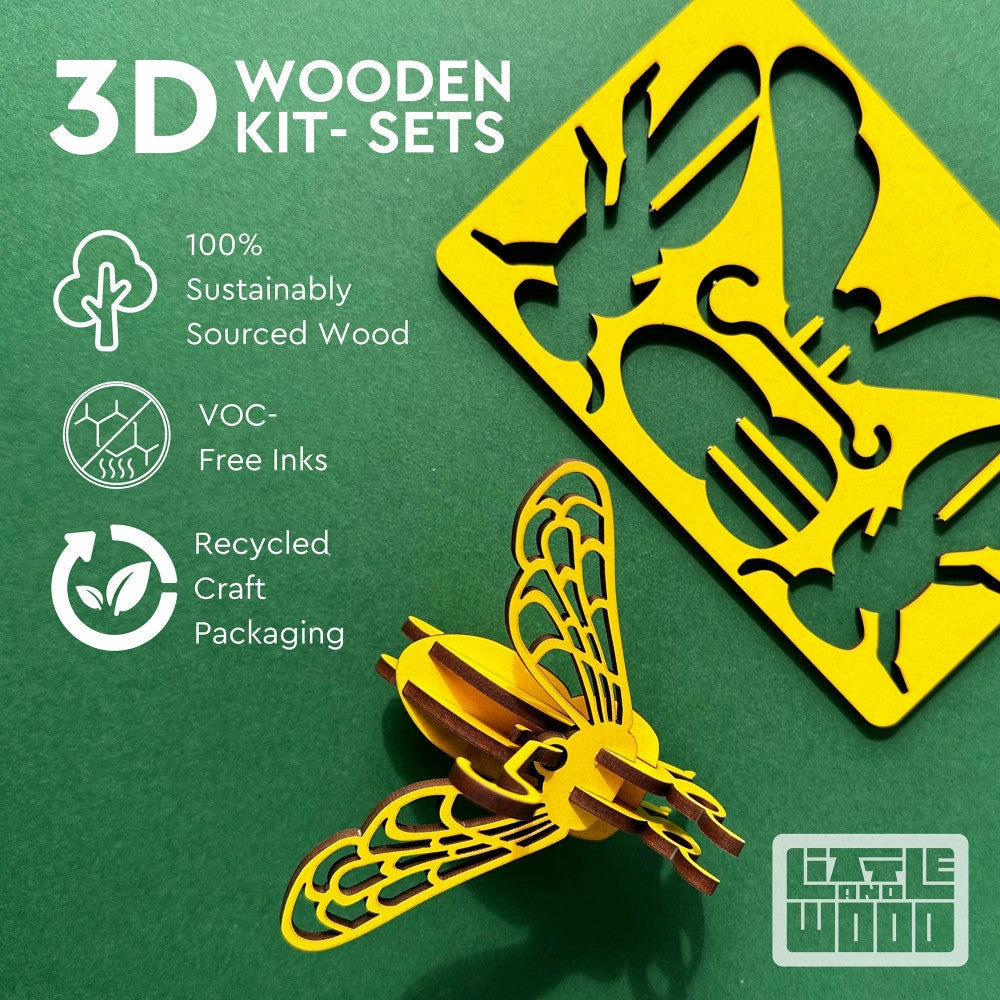 Little & Wood: Fiery Fun! 3D Fire Engine Wooden Kit-Set - Medium, Red