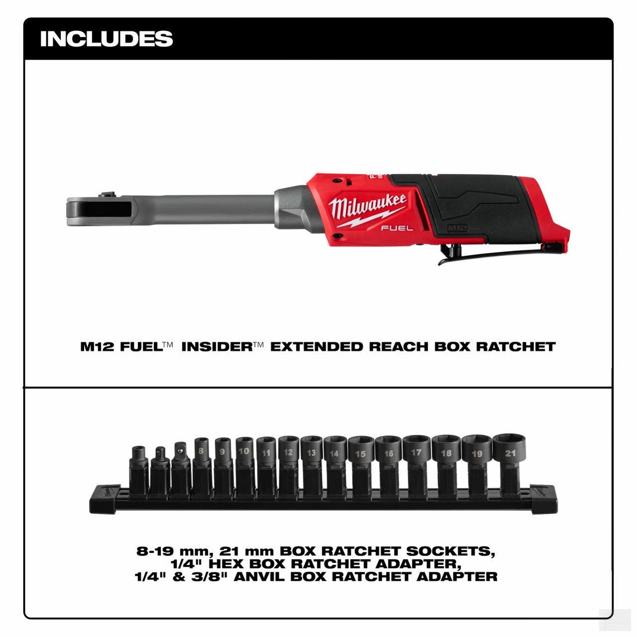 Milwaukee M12 FUEL INSIDER Extended Reach Box Ratchet 3050-20