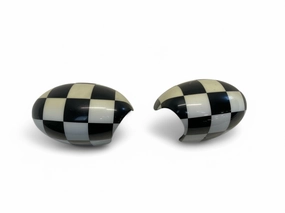 Mini Cooper Mirror Cap Pair with Checkered Covers 02-08 R50 R52 R53 472