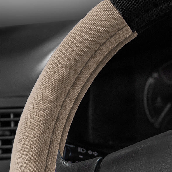 Modernistic Steering Wheel Cover and Seat Belt Pads Beige
