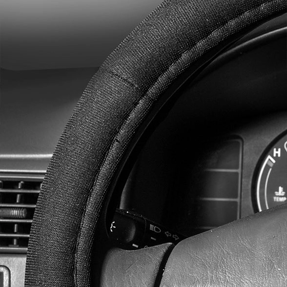 Modernistic Steering Wheel Cover and Seat Belt Pads Black