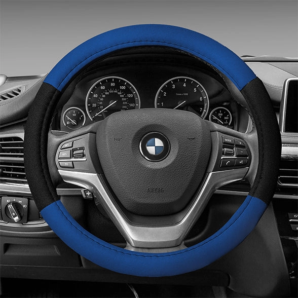 Modernistic Steering Wheel Cover and Seat Belt Pads Blue