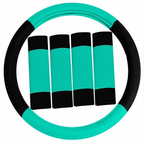 Modernistic Steering Wheel Cover and Seat Belt Pads Mint