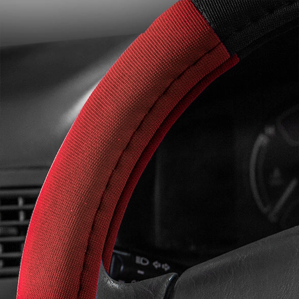 Modernistic Steering Wheel Cover and Seat Belt Pads Red