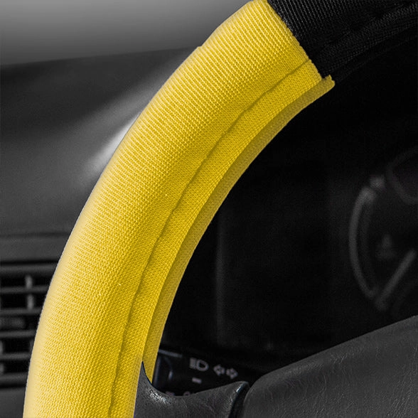 Modernistic Steering Wheel Cover and Seat Belt Pads Yellow