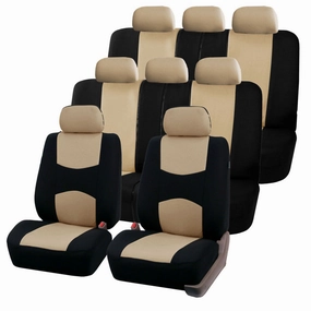 Multifunctional Flat Cloth Car 3 Row 8 Seater - Beige Seat Covers
