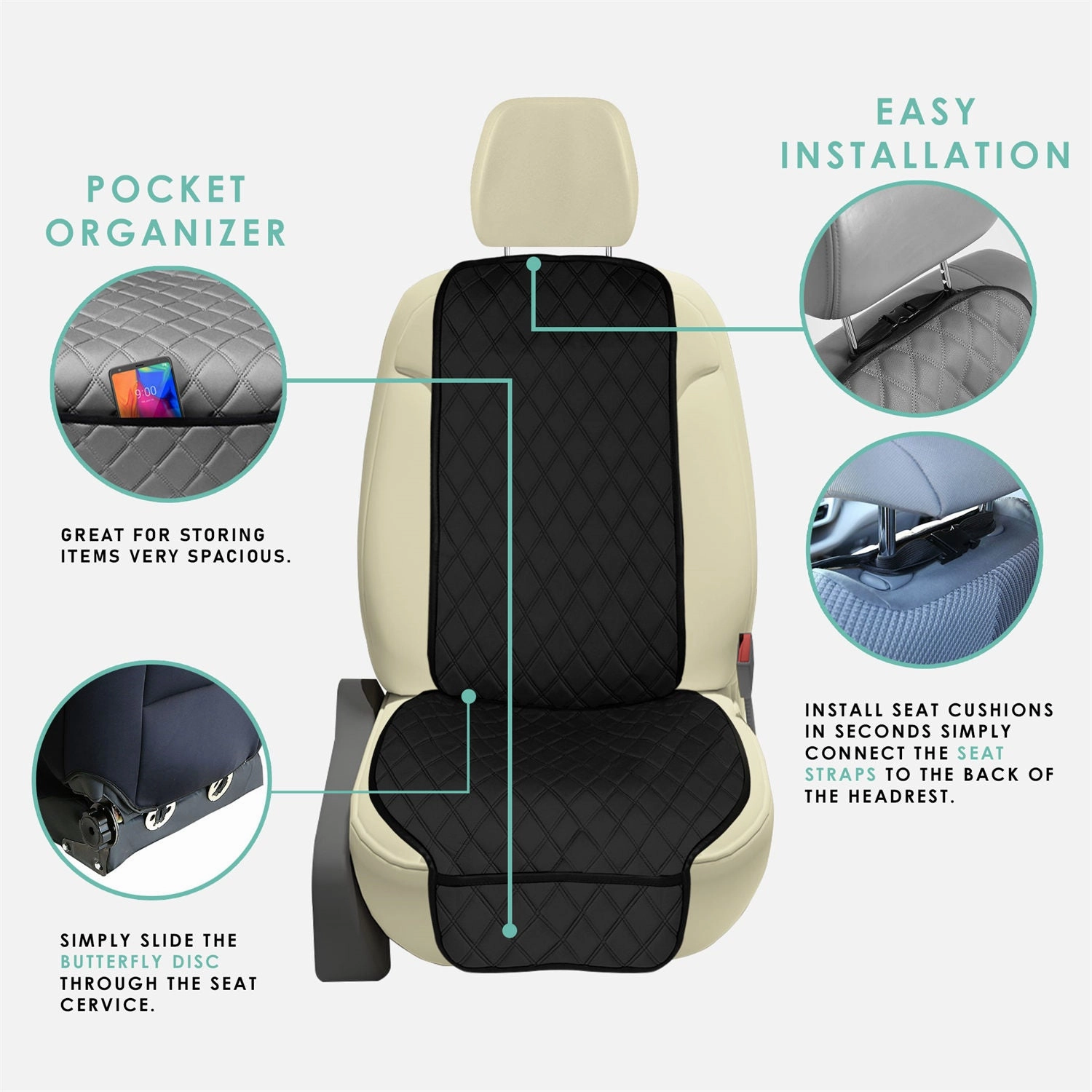 NeoSupreme Seat Protectors - Front Set - 2pc Solid Black