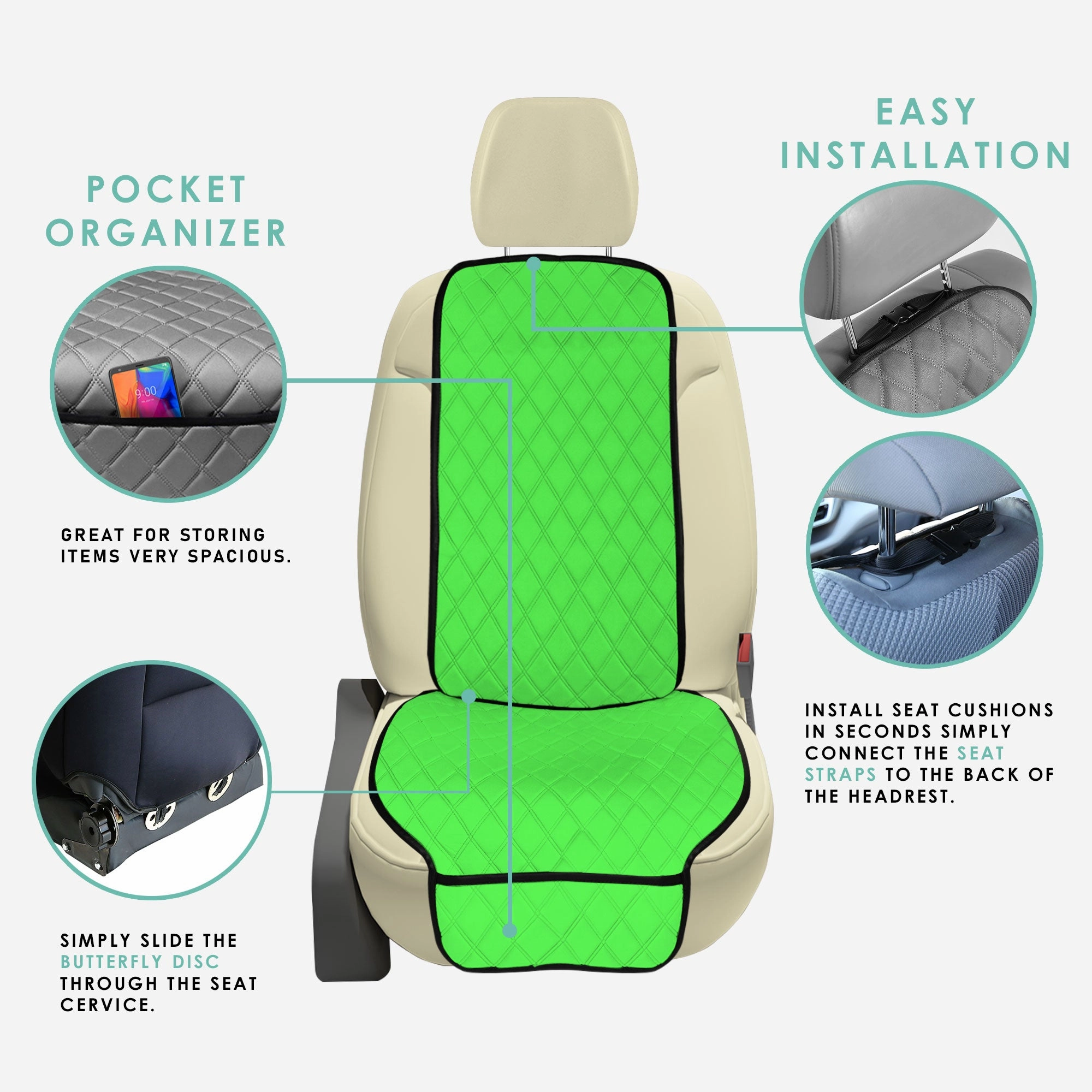 NeoSupreme Seat Protectors - Front Set - 2pc Solid Green