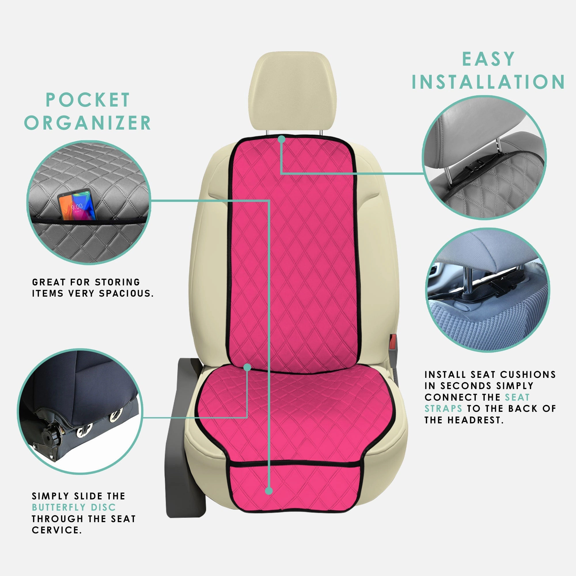 NeoSupreme Seat Protectors - Front Set - 2pc Solid Pink
