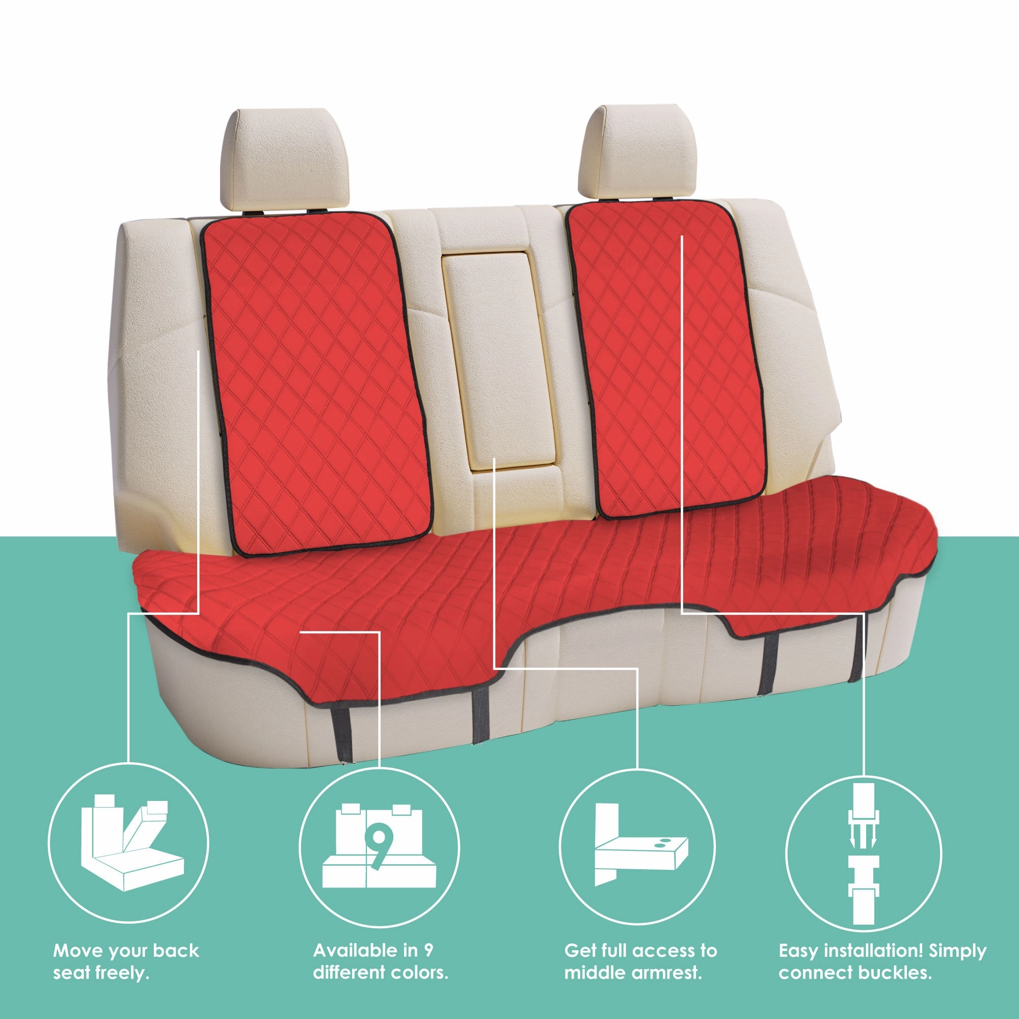 Neosupreme Seat Protectors - Rear Set Red