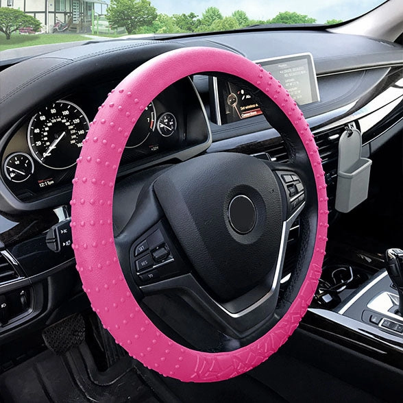 Nibbed Silicone Steering Wheel Cover with Massaging Grip Baby Pink