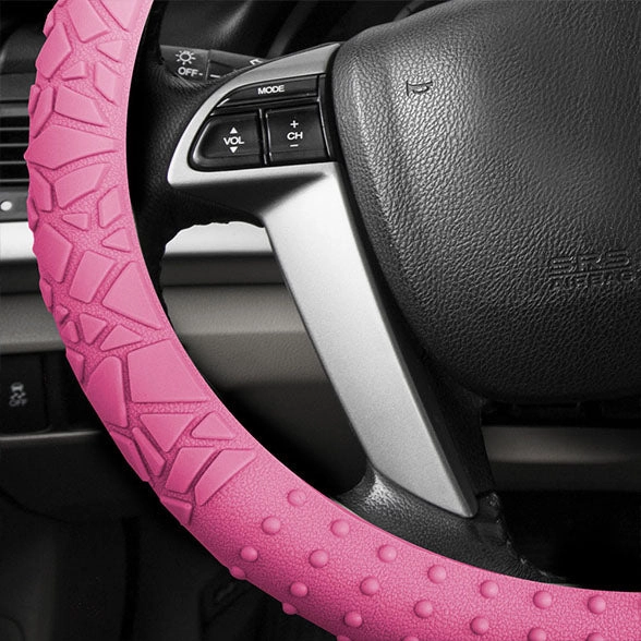 Nibbed Silicone Steering Wheel Cover with Massaging Grip Baby Pink