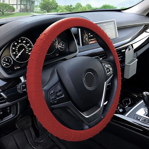 Nibbed Silicone Steering Wheel Cover with Massaging Grip Burgundy