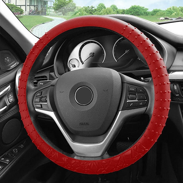 Nibbed Silicone Steering Wheel Cover with Massaging Grip Burgundy