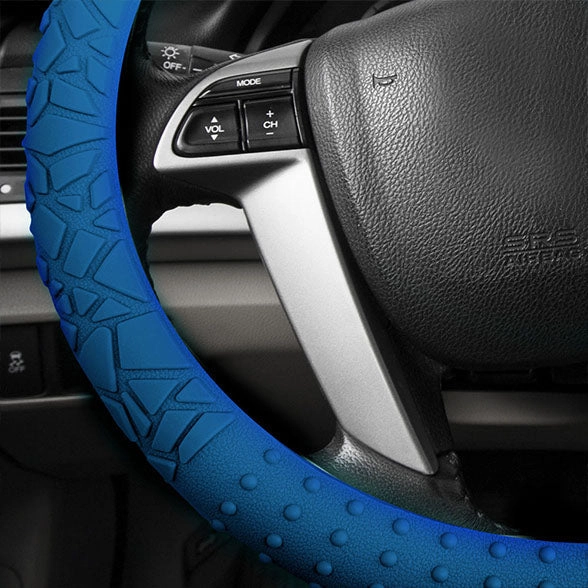 Nibbed Silicone Steering Wheel Cover with Massaging Grip Dark Blue