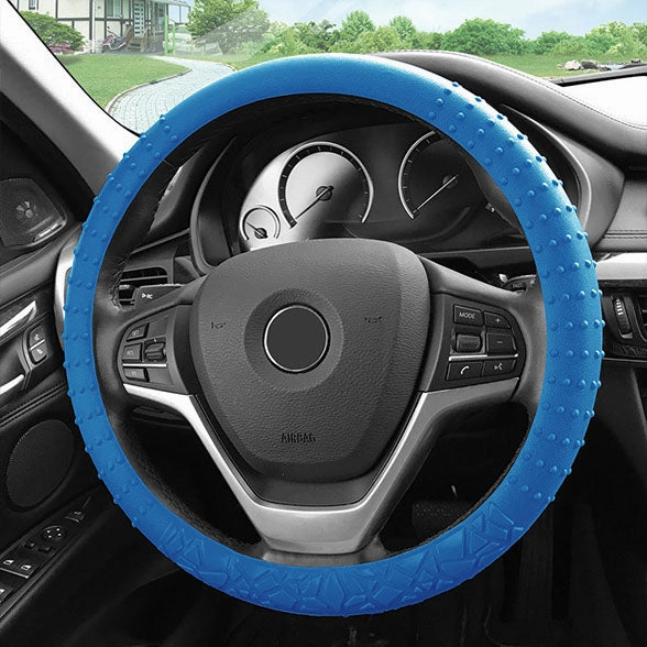 Nibbed Silicone Steering Wheel Cover with Massaging Grip Dark Blue