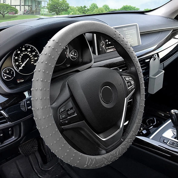Nibbed Silicone Steering Wheel Cover with Massaging Grip Gray