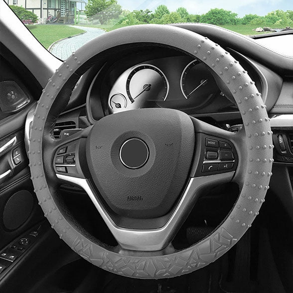 Nibbed Silicone Steering Wheel Cover with Massaging Grip Gray
