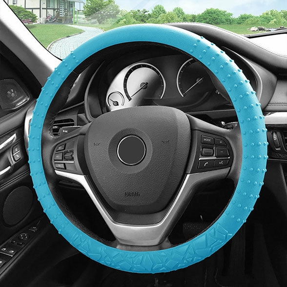 Nibbed Silicone Steering Wheel Cover with Massaging Grip Light Blue