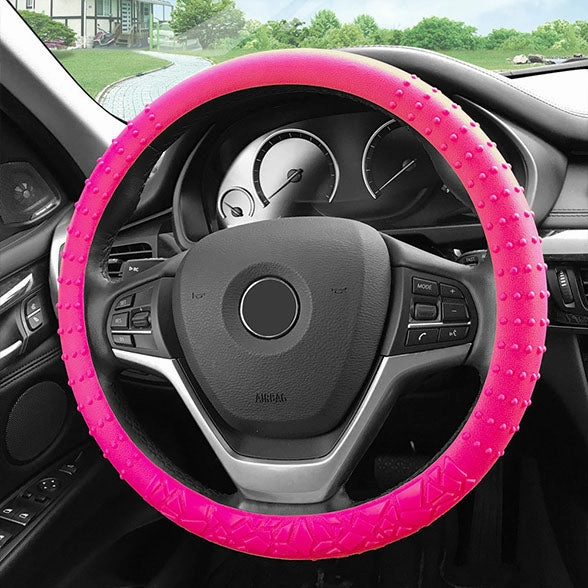 Nibbed Silicone Steering Wheel Cover with Massaging Grip Magenta