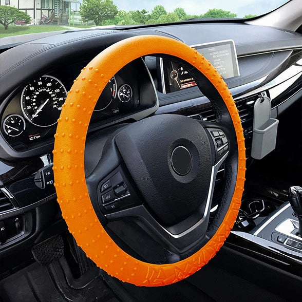 Nibbed Silicone Steering Wheel Cover with Massaging Grip Orange