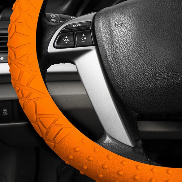 Nibbed Silicone Steering Wheel Cover with Massaging Grip Orange
