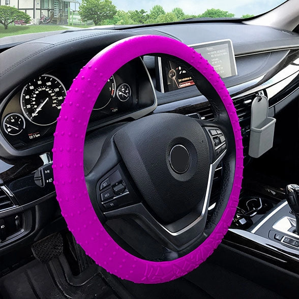 Nibbed Silicone Steering Wheel Cover with Massaging Grip Pink