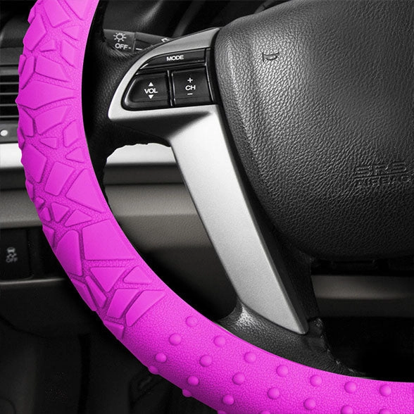 Nibbed Silicone Steering Wheel Cover with Massaging Grip Pink