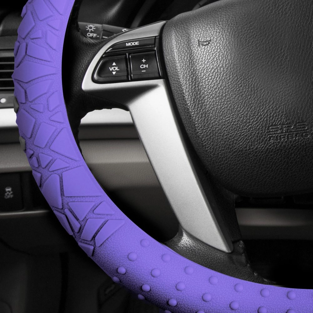 Nibbed Silicone Steering Wheel Cover with Massaging Grip Purple