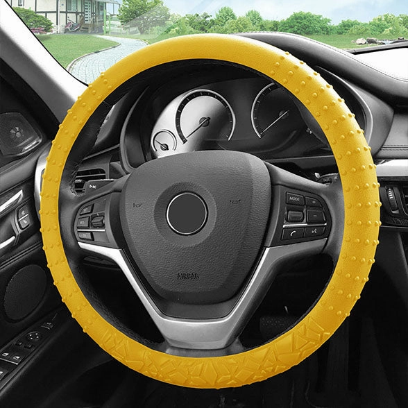 Nibbed Silicone Steering Wheel Cover with Massaging Grip Yellow