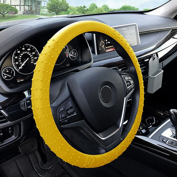 Nibbed Silicone Steering Wheel Cover with Massaging Grip Yellow
