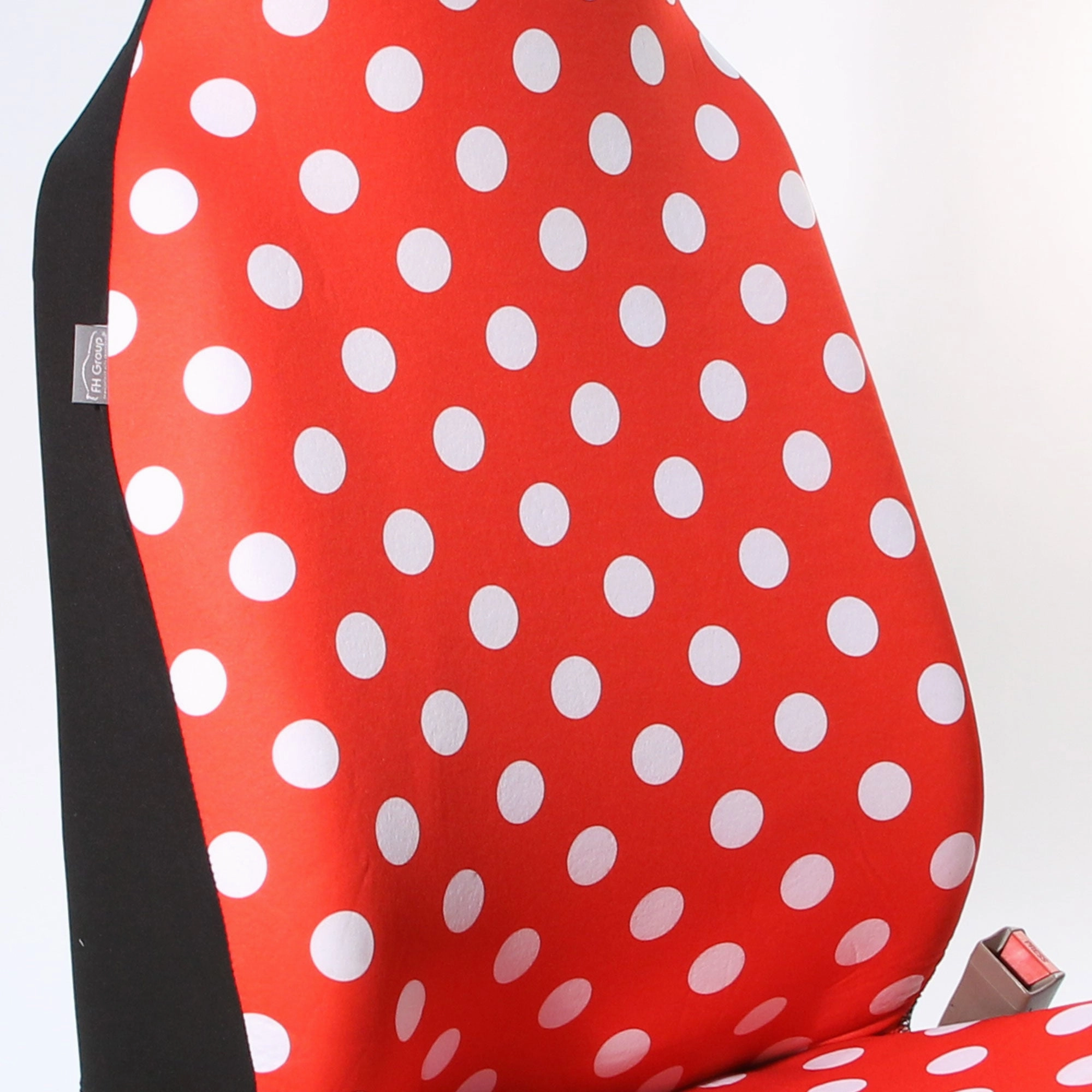 Polka Dot Flat Cloth Seat Covers - Front Set 2 Tone Polka Dots Solid Red