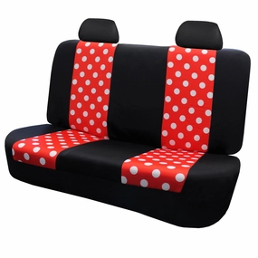 Polka Dots Bench Seat Covers - 2 Tone Polka Dots - Red/Black