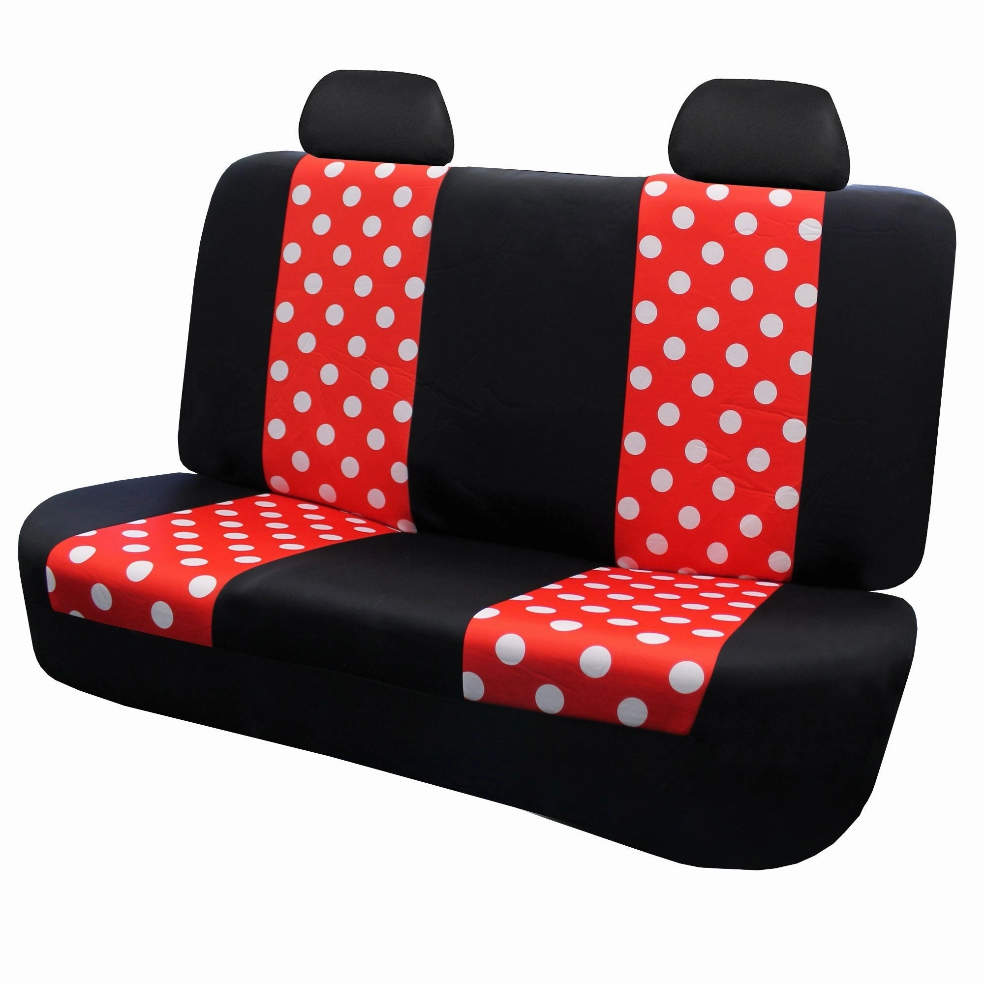 Polka Dots Bench Seat Covers - 2 Tone Polka Dots - Red/Black