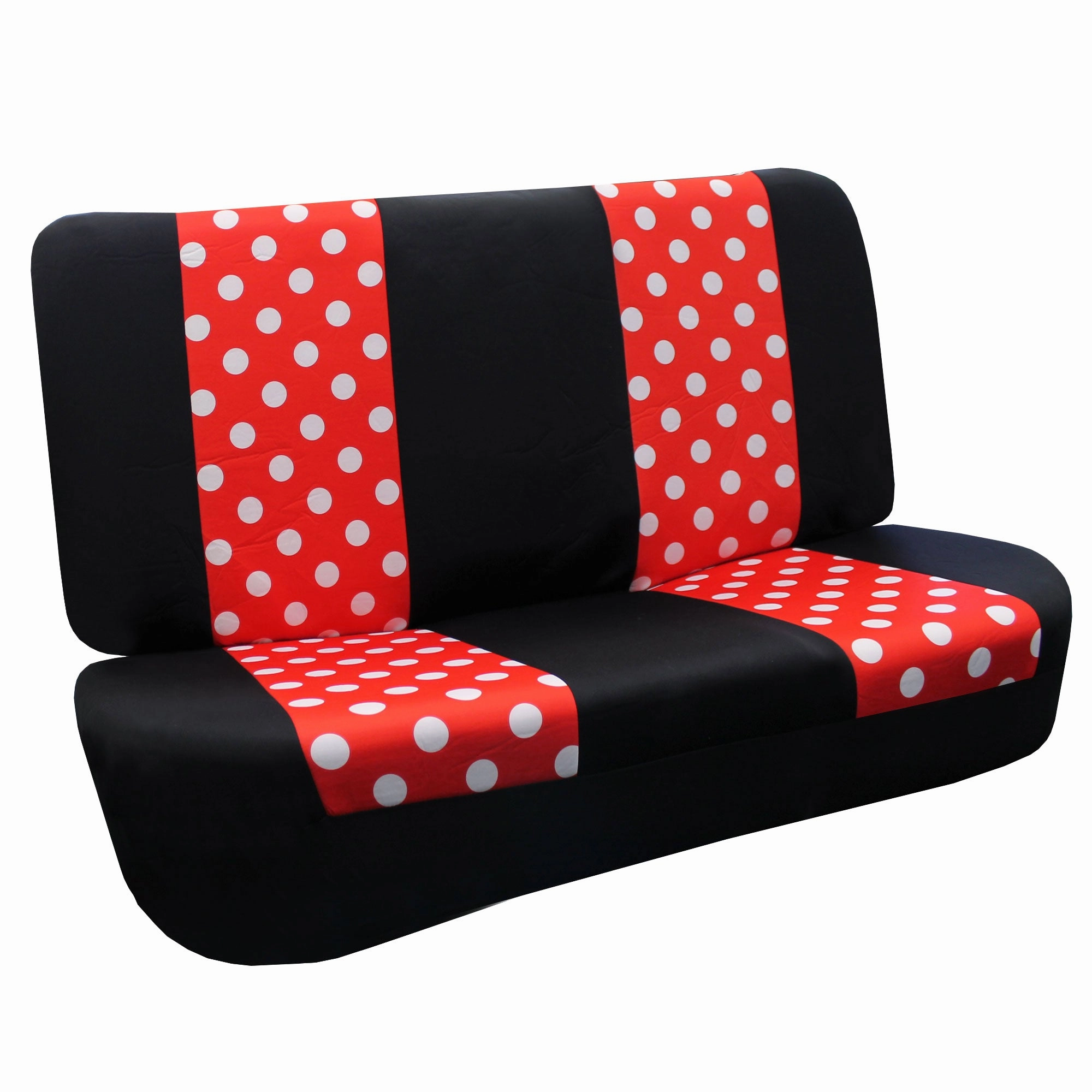 Polka Dots Bench Seat Covers - 2 Tone Polka Dots - Red/Black