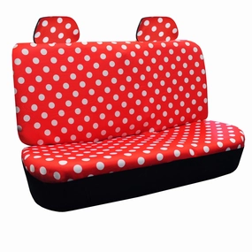 Polka Dots Bench Seat Covers - 2 Tone Polka Dots - Red