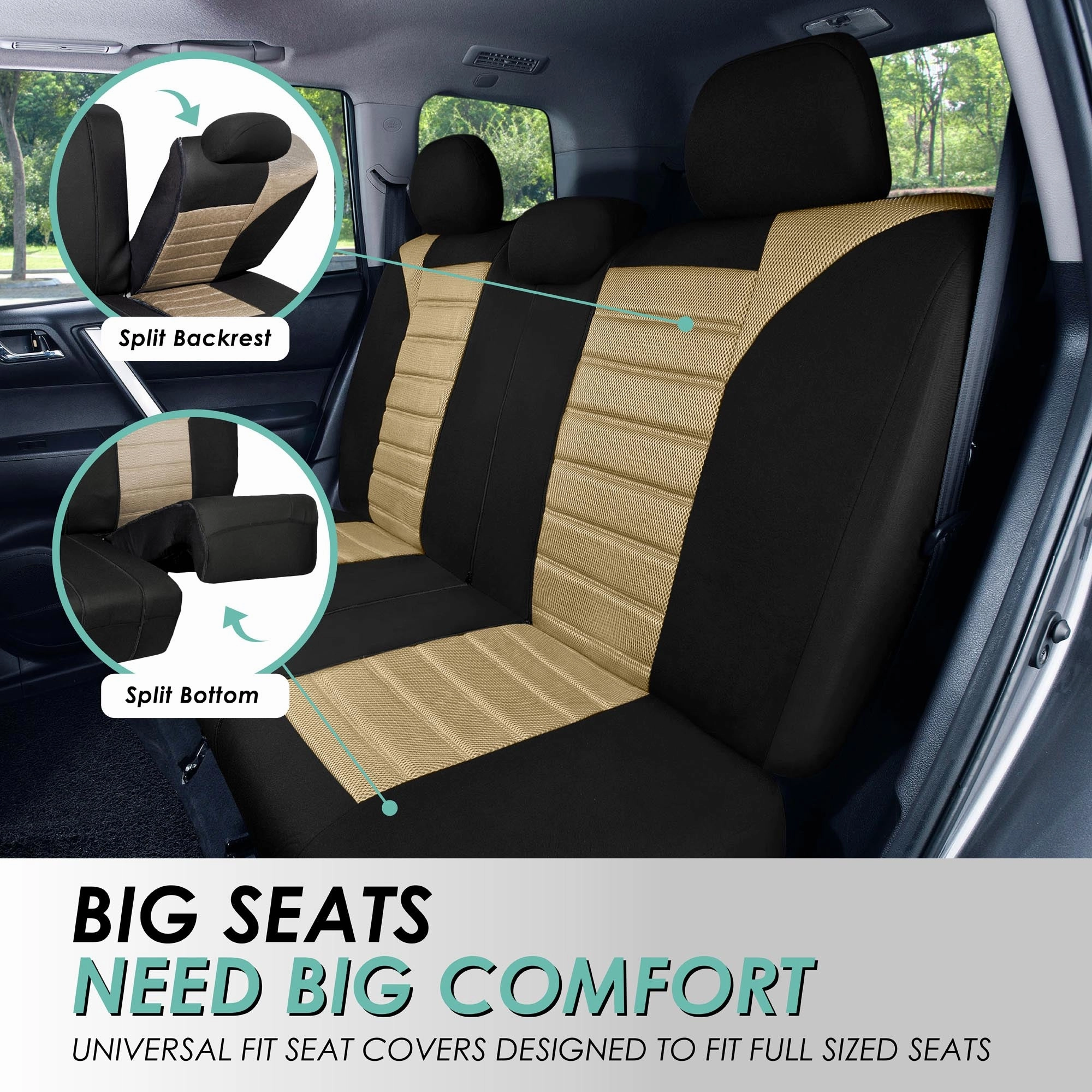 Premium 3D Air Mesh Seat Covers - Front Set Beige
