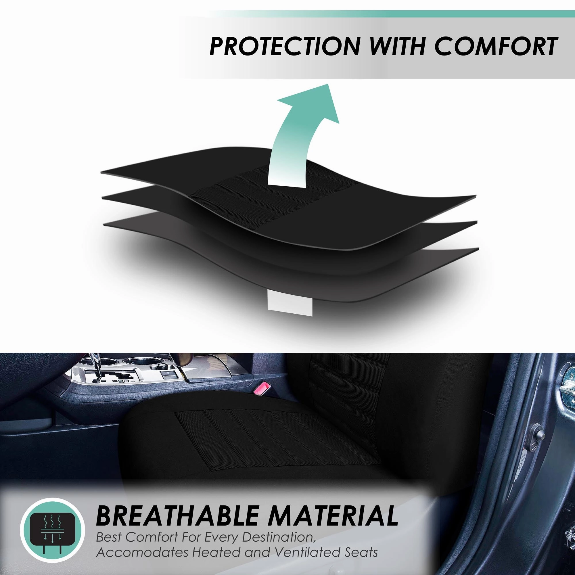 Premium 3D Air Mesh Seat Covers - Front Set Black