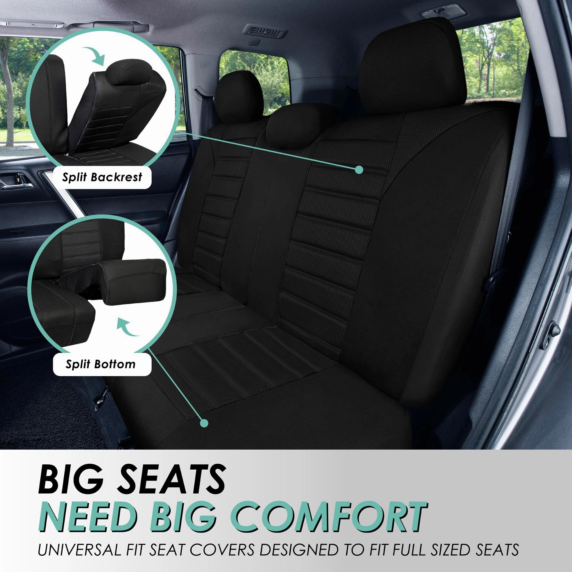 Premium 3D Air Mesh Seat Covers - Front Set Black