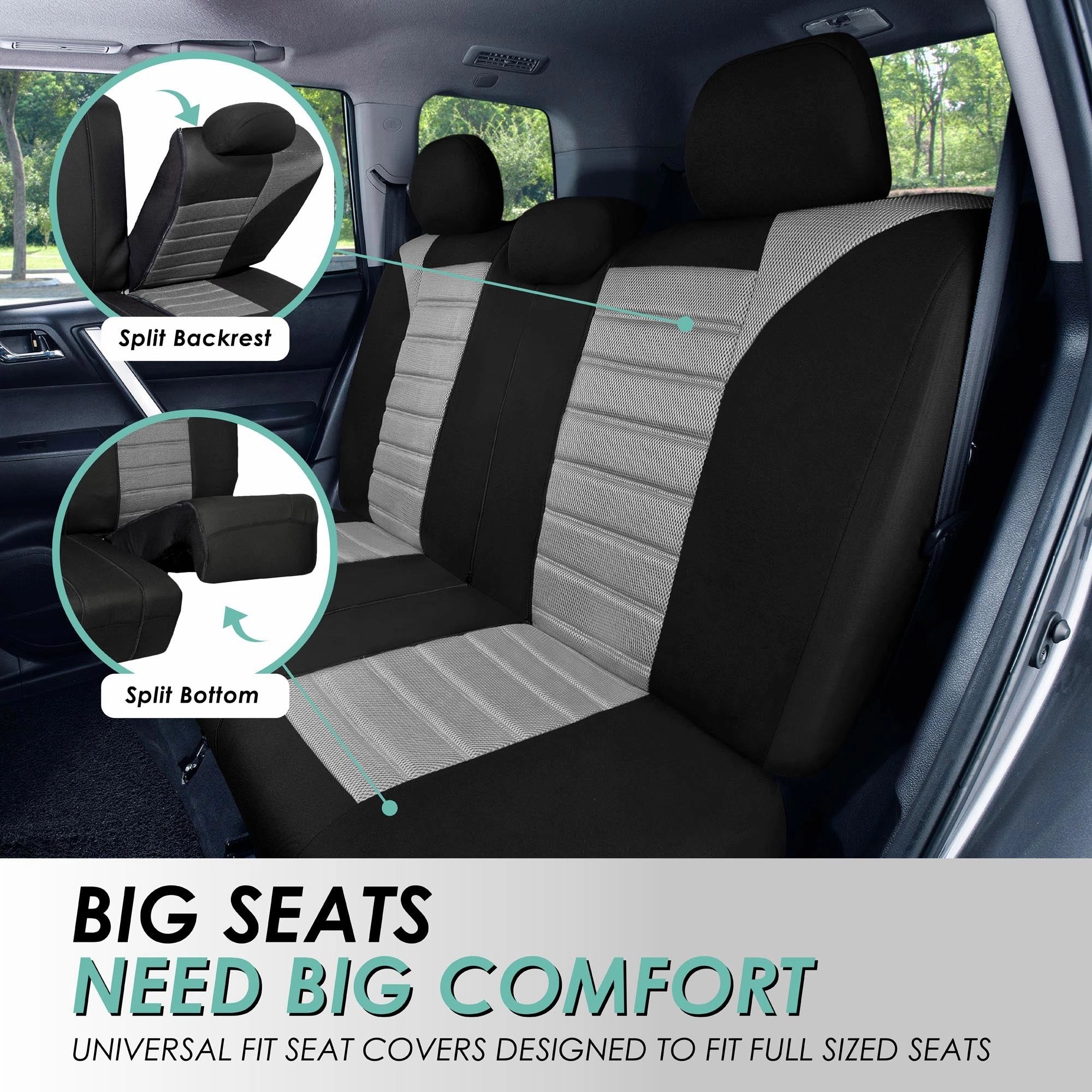 Premium 3D Air Mesh Seat Covers - Front Set Gray