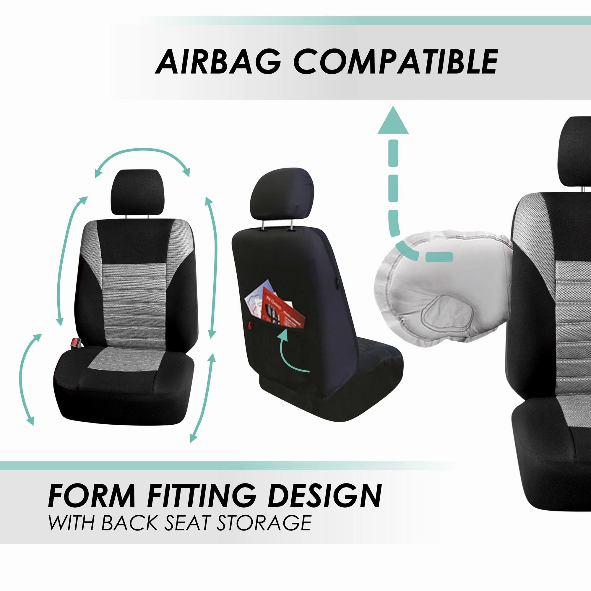 Premium 3D Air Mesh Seat Covers - Front Set Gray