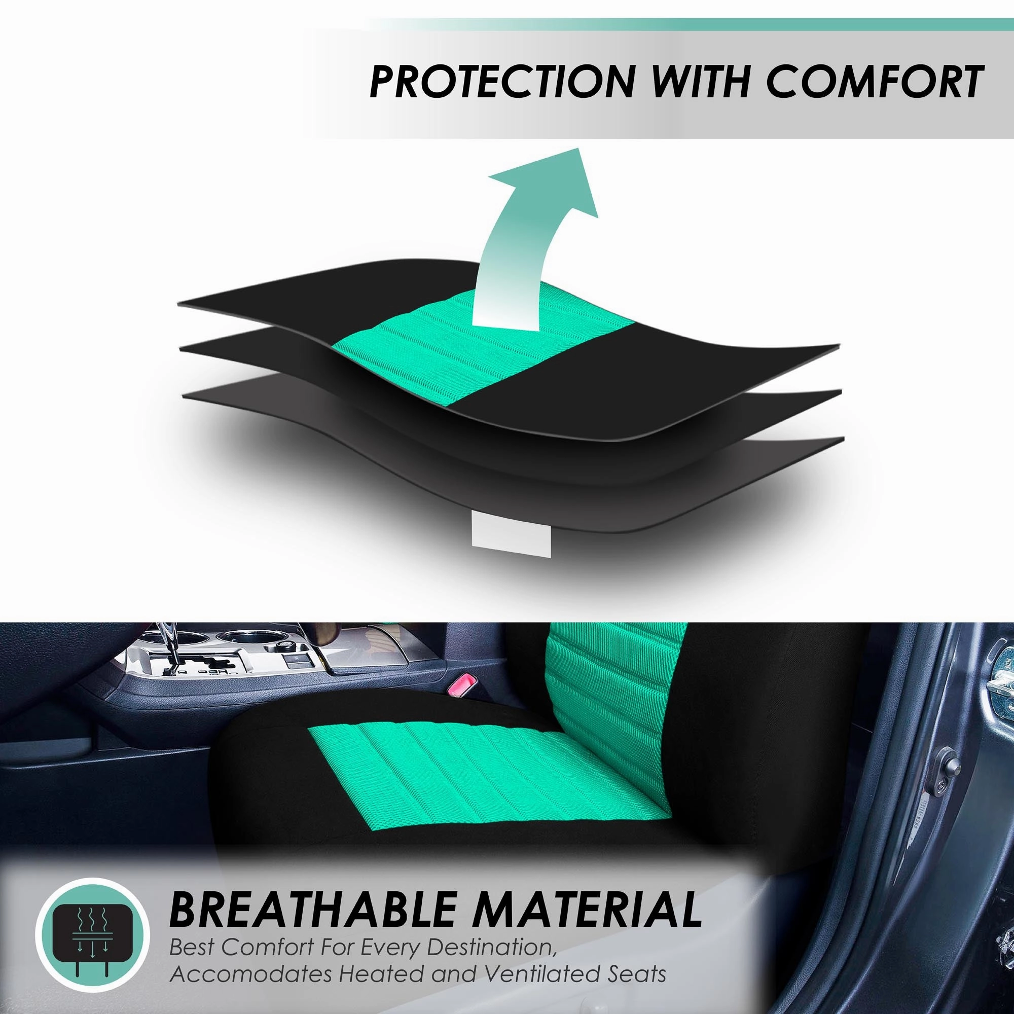Premium 3D Air Mesh Seat Covers - Front Set Mint