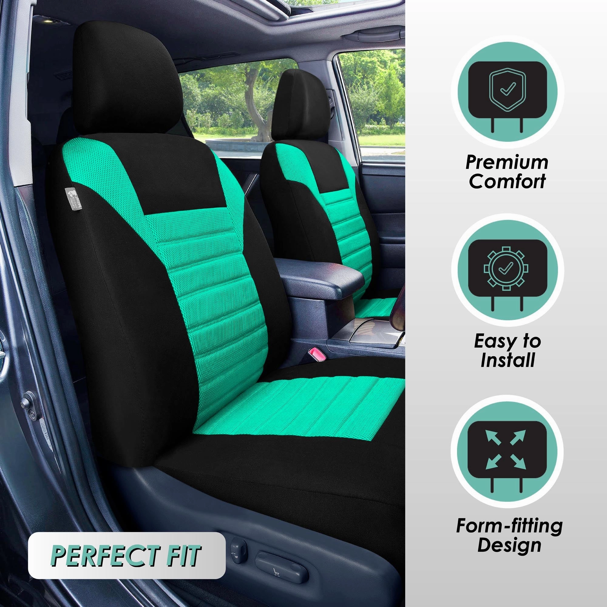 Premium 3D Air Mesh Seat Covers - Front Set Mint
