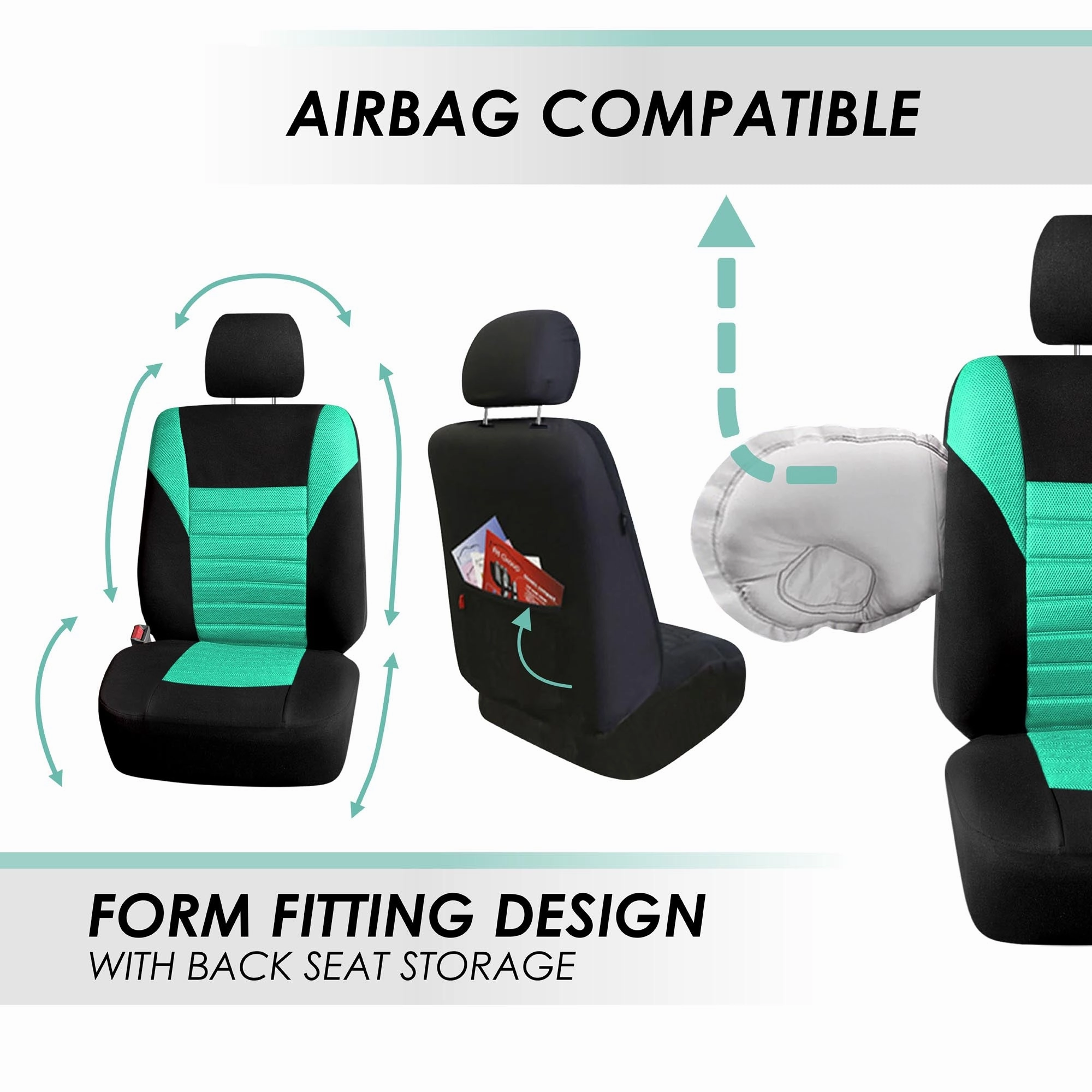 Premium 3D Air Mesh Seat Covers - Front Set Mint