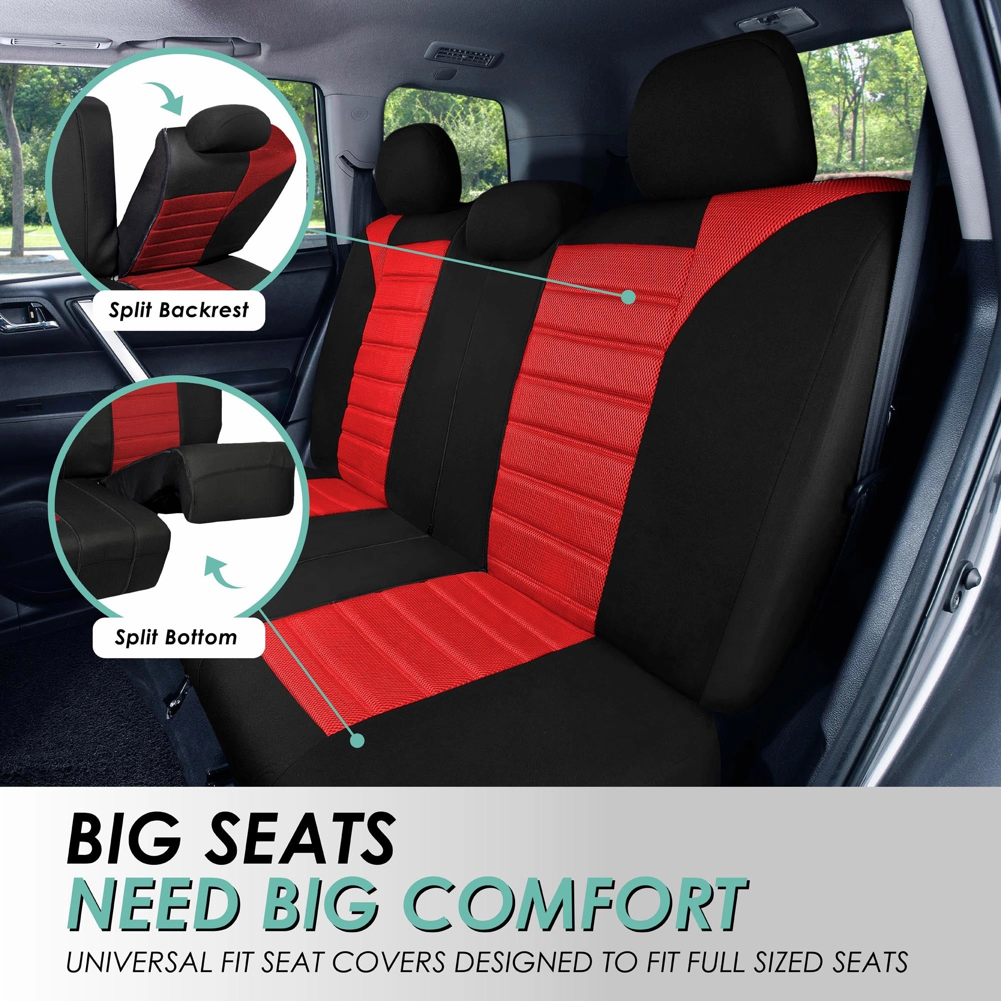 Premium 3D Air Mesh Seat Covers - Front Set Red