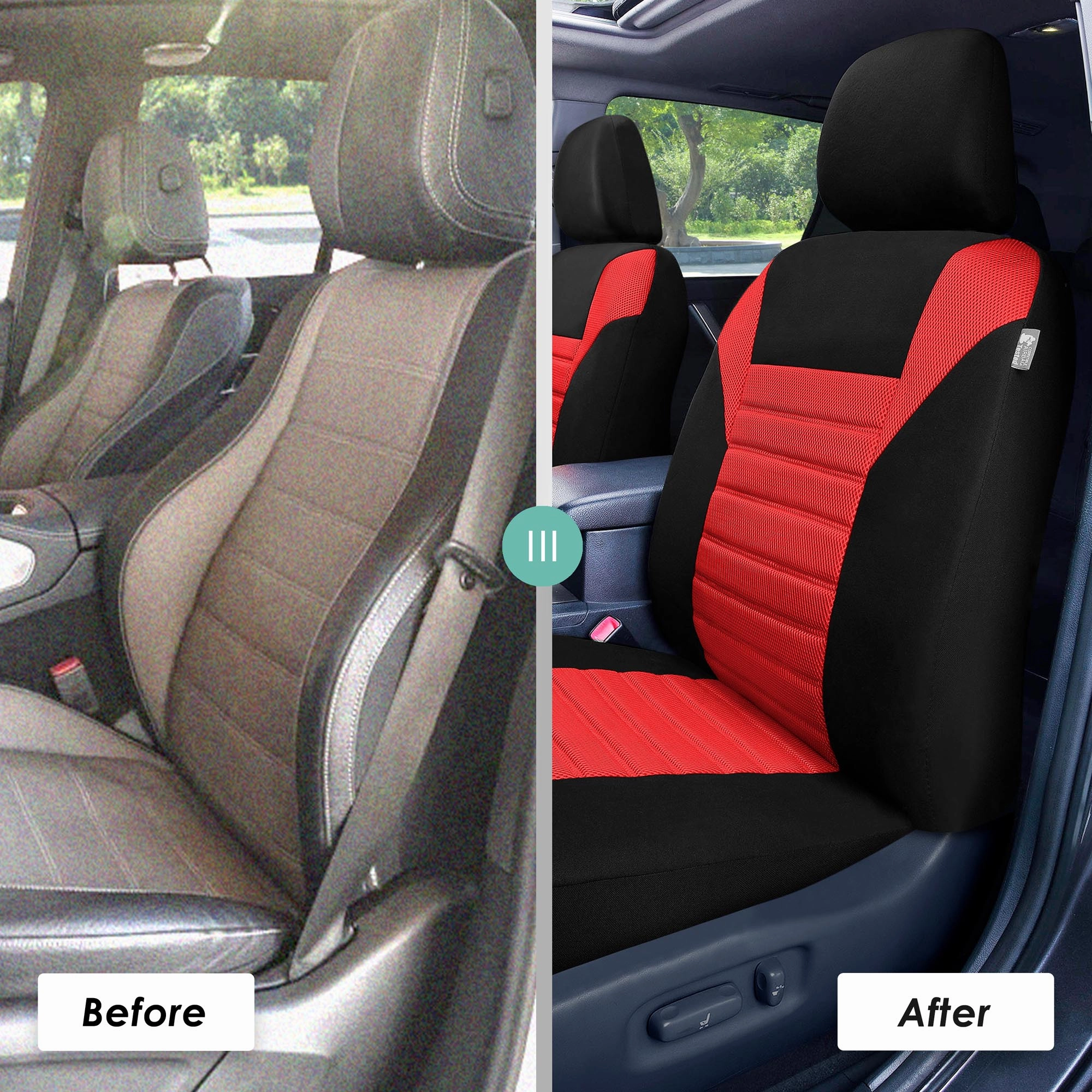 Premium 3D Air Mesh Seat Covers - Front Set Red